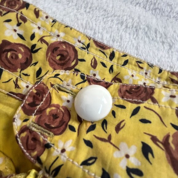 Plenty By Tracy Reese Women Size 4 Floral A-Line Midi Skirt Yellow Brown Pockets - Picture 3 of 9